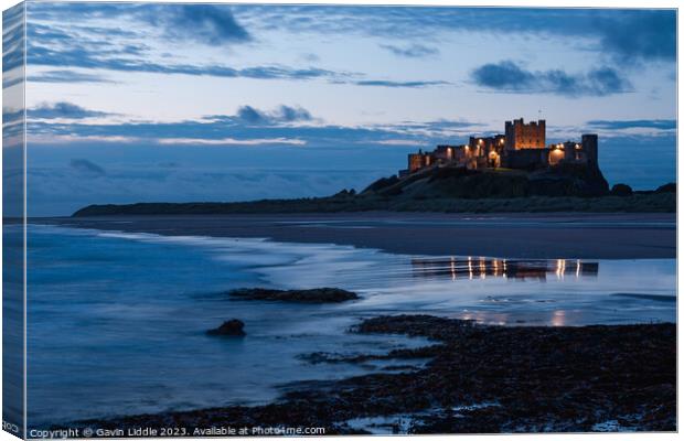 Pre-Dawn at Bamburgh Castle Canvas Print by Gavin Liddle