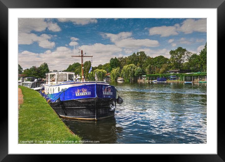 Moorings By The Thames Path at Henley Framed Mounted Print by Ian Lewis