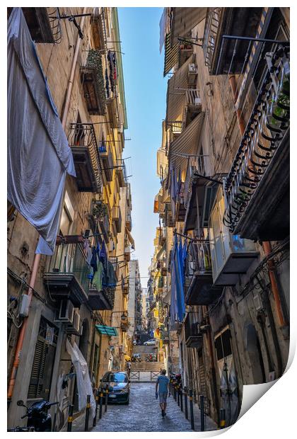 Narrow Street Houses In Spanish Quarter In Naples Print by Artur Bogacki