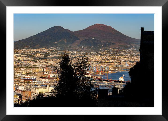 Mount Vesuvius Above Naples In Italy Framed Mounted Print by Artur Bogacki