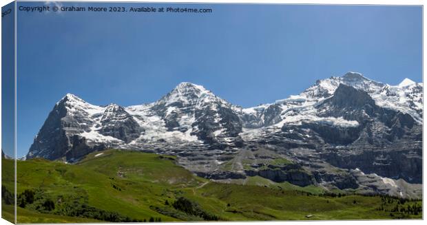 Eiger Monch Jungfrau pan Canvas Print by Graham Moore