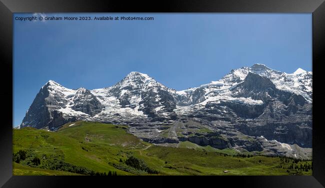 Eiger Monch Jungfrau pan Framed Print by Graham Moore