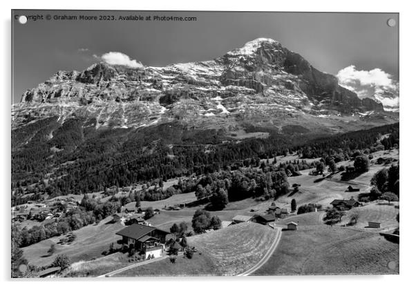 Eiger above Grindelwald monochrome Acrylic by Graham Moore