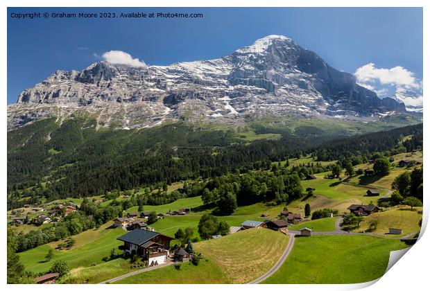 Eiger above Grindelwald Print by Graham Moore