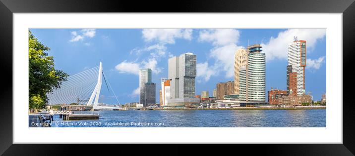 Rotterdam panoramic impression from the bank of the Nieuwe Maas Framed Mounted Print by Melanie Viola