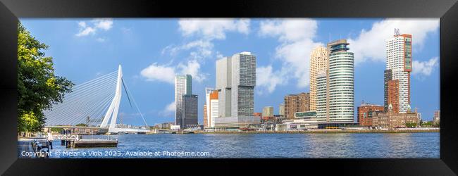 Rotterdam panoramic impression from the bank of the Nieuwe Maas Framed Print by Melanie Viola