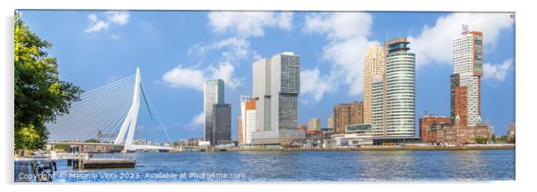 Rotterdam panoramic impression from the bank of the Nieuwe Maas Acrylic by Melanie Viola