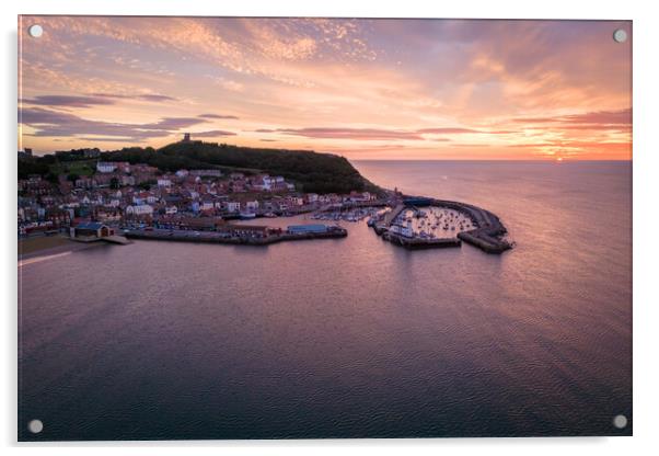 Scarborough Harbour Sunrise Acrylic by Apollo Aerial Photography
