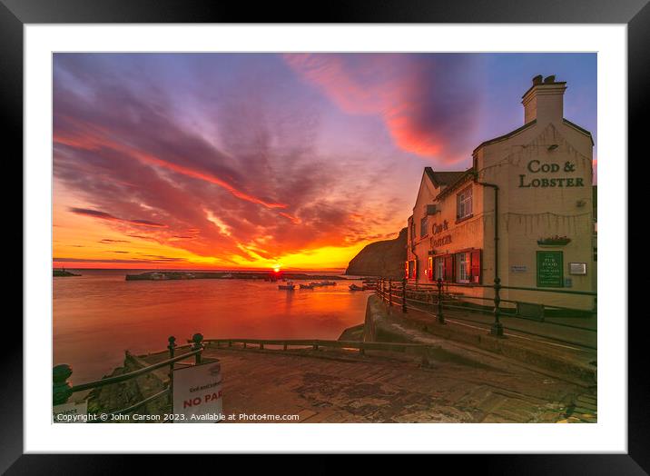 Staithes Sunrise  Framed Mounted Print by John Carson