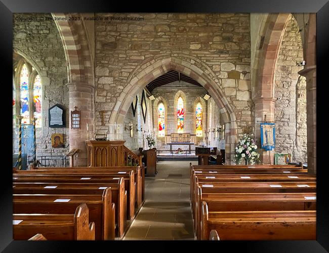 The Holy Island of Lindisfarne church interior Framed Print by Jim Jones