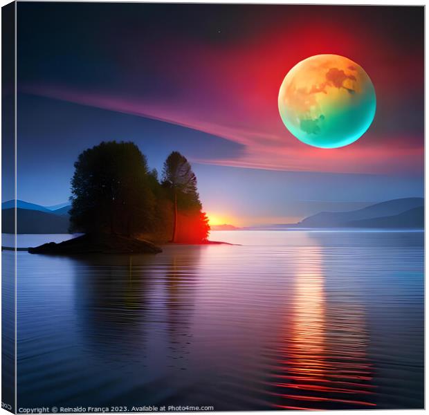 A multicolored moon in a beautiful southern landscape Canvas Print by Reinaldo França
