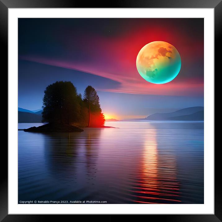 A multicolored moon in a beautiful southern landscape Framed Mounted Print by Reinaldo França
