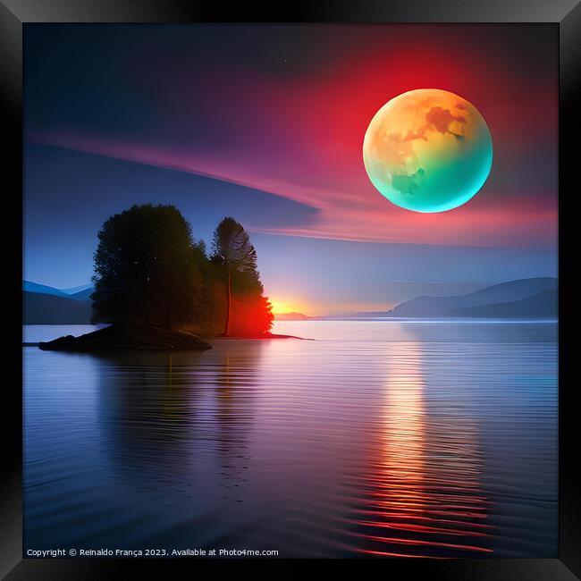 A multicolored moon in a beautiful southern landscape Framed Print by Reinaldo França