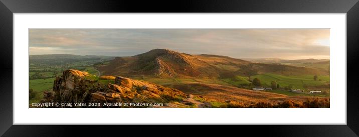 The Roaches and Hen Cloud, Early Morning Light Panoramic. Framed Mounted Print by Craig Yates