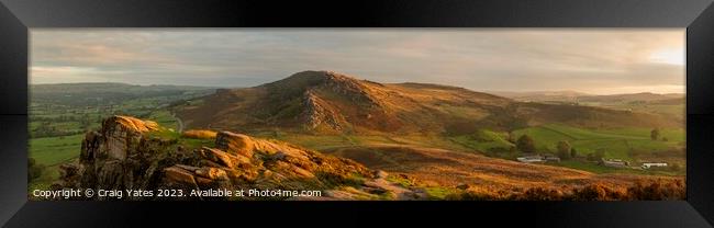 The Roaches and Hen Cloud, Early Morning Light Panoramic. Framed Print by Craig Yates