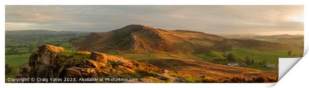 The Roaches and Hen Cloud, Early Morning Light Panoramic. Print by Craig Yates