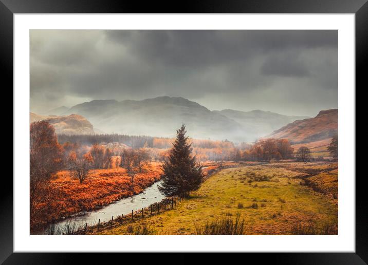 Autumn on the River Duddon, Lake district, Cumbria Framed Mounted Print by Maggie McCall