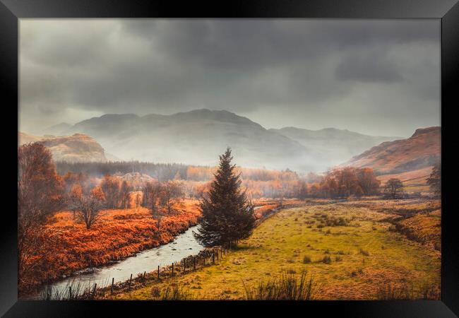 Autumn on the River Duddon, Lake district, Cumbria Framed Print by Maggie McCall