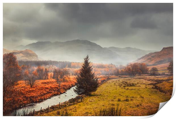 Autumn on the River Duddon, Lake district, Cumbria Print by Maggie McCall