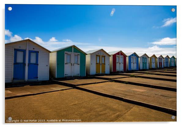 Beach Huts of Bude Acrylic by Neil Porter