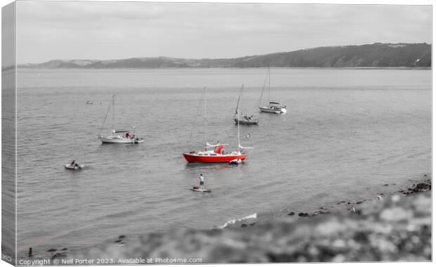 Red Sailing Boat Canvas Print by Neil Porter