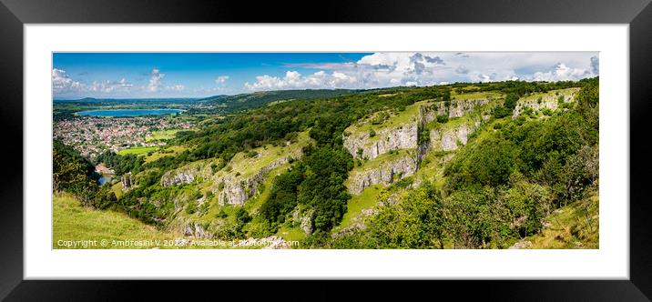 Panoramic view of Cheddar Gorge Framed Mounted Print by Ambrosini V
