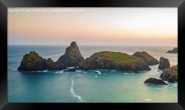 Cornish Coastline Sunset Framed Print by Gary Parker