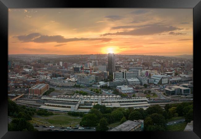 Sheffield Skyline Sunset Framed Print by Apollo Aerial Photography