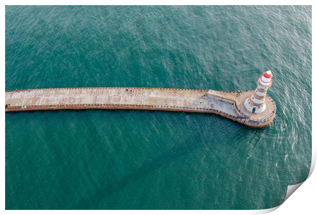 Roker Pier and Lighthouse Print by Apollo Aerial Photography