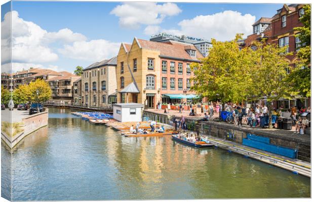 Punts at Quayside in Cambridge Canvas Print by Jason Wells