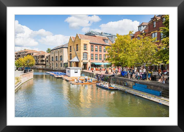 Punts at Quayside in Cambridge Framed Mounted Print by Jason Wells
