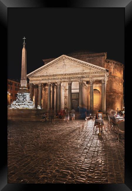 The Pantheon Temple At Night In Rome Framed Print by Artur Bogacki