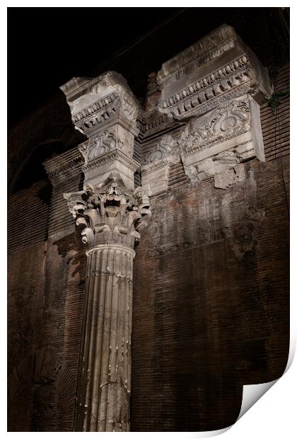 The Pantheon Temple Architectural Details In Rome Print by Artur Bogacki