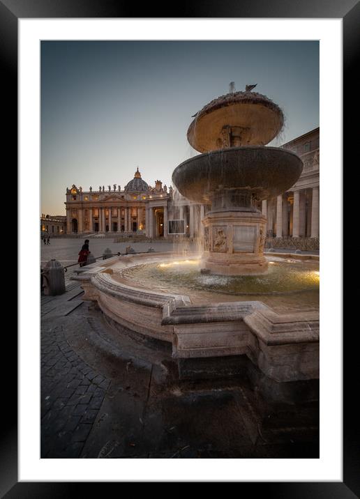 Maderno Fountain In Vatican Framed Mounted Print by Artur Bogacki