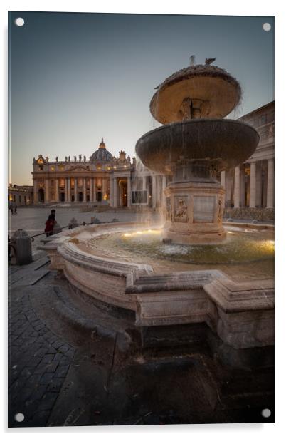 Maderno Fountain In Vatican Acrylic by Artur Bogacki