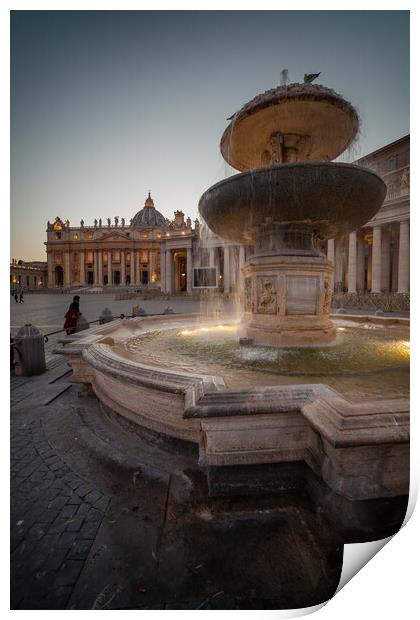 Maderno Fountain In Vatican Print by Artur Bogacki