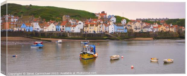 Tranquillity at Staithes Waterfront Canvas Print by Janet Carmichael