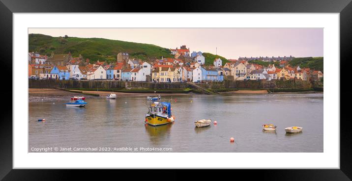 Tranquillity at Staithes Waterfront Framed Mounted Print by Janet Carmichael