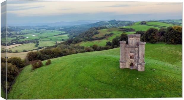 Drone view of Paxton's Tower Canvas Print by Leighton Collins