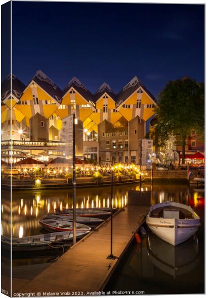 ROTTERDAM Evening atmosphere at Oude Haven with Cube Houses Canvas Print by Melanie Viola
