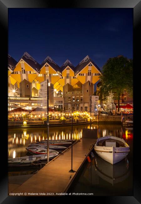 ROTTERDAM Evening atmosphere at Oude Haven with Cube Houses Framed Print by Melanie Viola