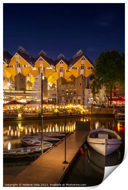ROTTERDAM Evening atmosphere at Oude Haven with Cube Houses Print by Melanie Viola