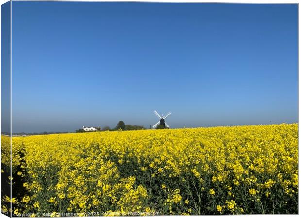 The Rapeseed of Ripple Windmill Canvas Print by Rebecca Hennessey