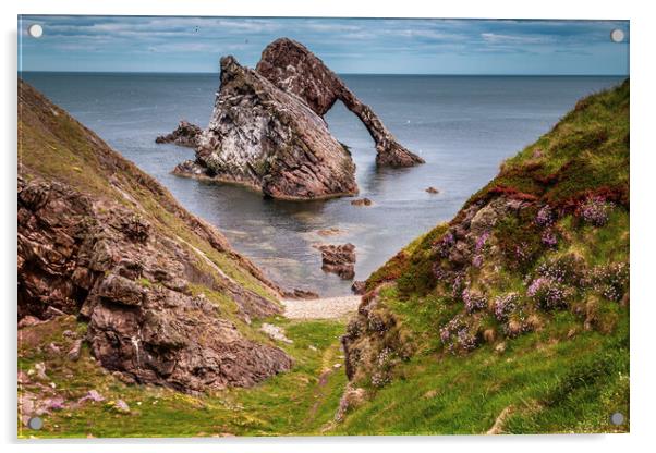 Bow Fiddle Rock on the Moray Coast Acrylic by John Frid