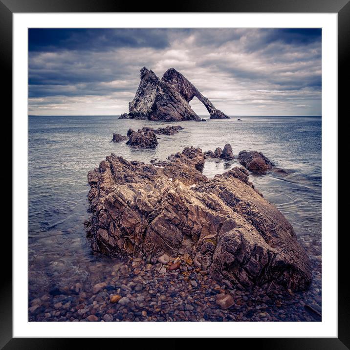 Bow Fiddle Rock Formation at Portknockie Framed Mounted Print by John Frid