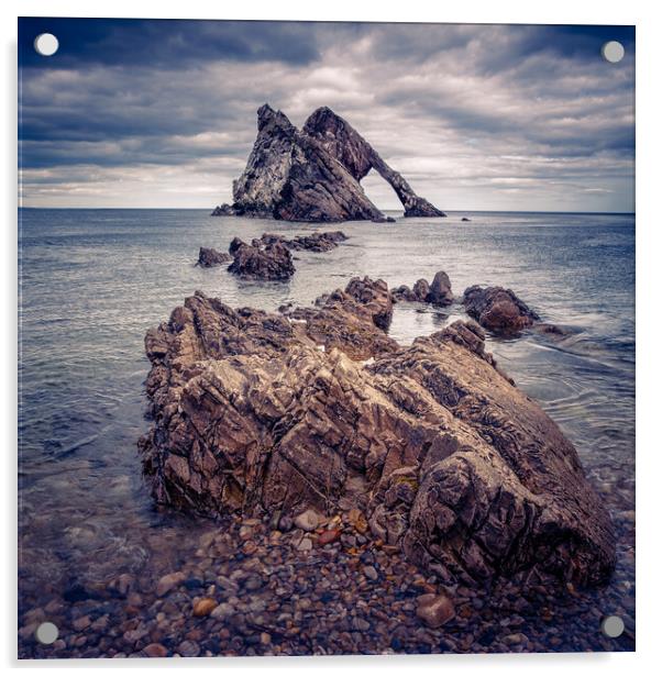 Bow Fiddle Rock Formation at Portknockie Acrylic by John Frid