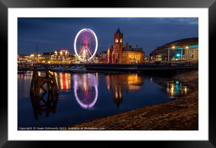 Cardiff Bay at Night Framed Mounted Print by Owen Edmonds