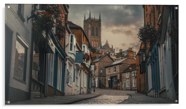 Moody Lincoln Cathedral  Acrylic by Andrew Scott