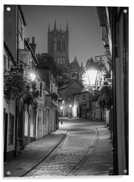 Looking up Steep Hill at night, Lincoln  Acrylic by Andrew Scott