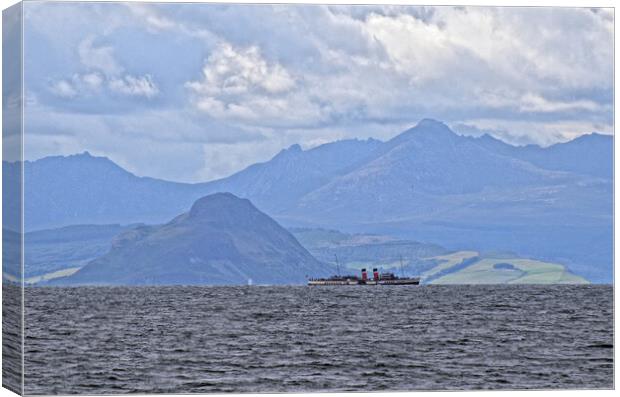 PS Waverley passing Goat Fell, Arran and Holy Isle Canvas Print by Allan Durward Photography